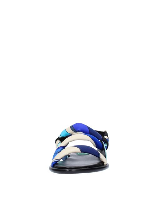 EMPORIO PUCCI flat sandals in mixed fabric and leather EMILIO PUCCI | 3ECC823EX44BLU